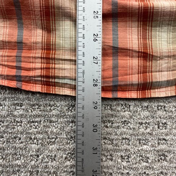 Carhartt Shirt Men Small S Orange Brown Blue Plaid Button Up Relax Fit - STAINS - Picture 11 of 11